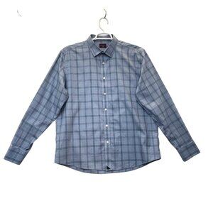 Untuckit Wrinkle-Free Blue Plaid Long Sleeve Button-Down Shirt Mens Sz X-Large